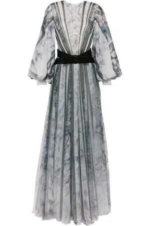 Saiid Kobeisy Abstract-print belted gown