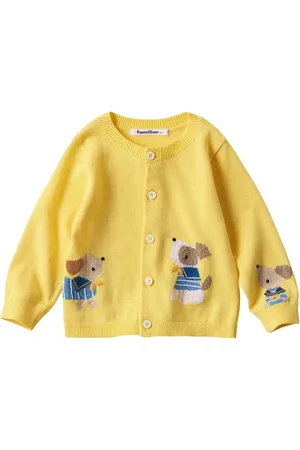 Familiar Patterned intarsia-knit cotton cardigan
