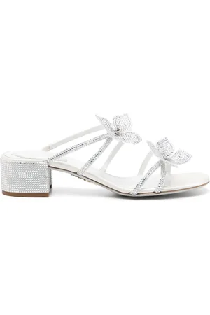 RENE CAOVILLA 40mm Cleo rhinestone floral-appliqu?? sandals