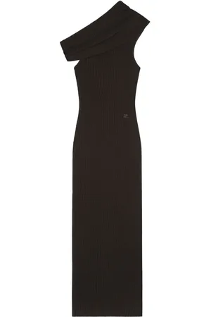 Courrèges Asymetric ribbed-knit long dress