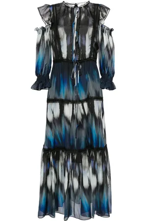 Marchesa Notte Printed cold-shoulder dress