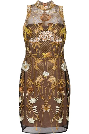 Marchesa Notte Floral-embroidered tulle mini dress