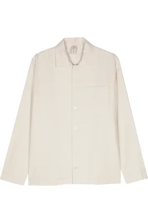 Another Aspect Cutaway-collar raw-silk shirt