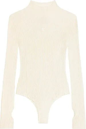 Courrèges Logo-embroidered ribbed bodysuit