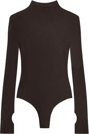 Courrèges Logo-embroidered ribbed bodysuit