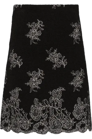 Giambattista Valli Floral-embroidered tweed skirt