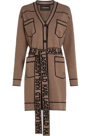Karl Lagerfeld Logo-print belted cardigan