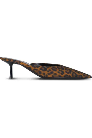 Saint Laurent 55mm Barbara leopard grosgrain mules