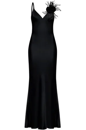 ROOM76 Rose-appliqu?? satin maxi dress