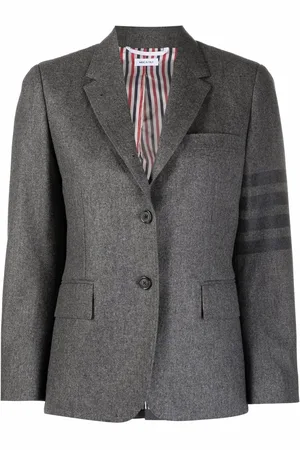 Thom Browne 4-Bar stripe cropped button-front blazer