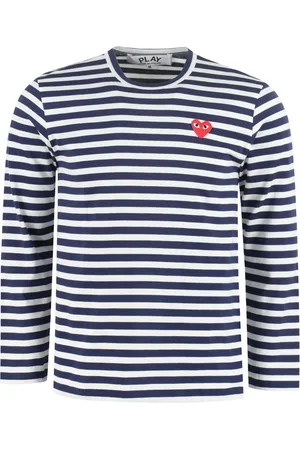 Comme des Garçons Appliqu??-logo striped T-shirt