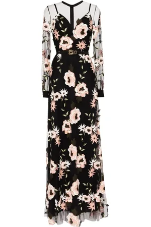Elie saab Floral-embroidered tulle dress