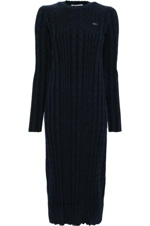 Maison Kitsuné Checked ribbed dress