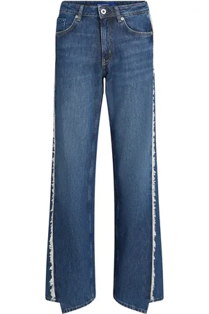 Karl Lagerfeld Logo-patch fringed straight-leg jeans