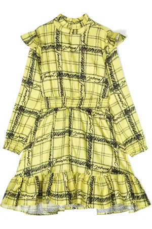 Twin-Set Logo-print check-pattern ruffled dress