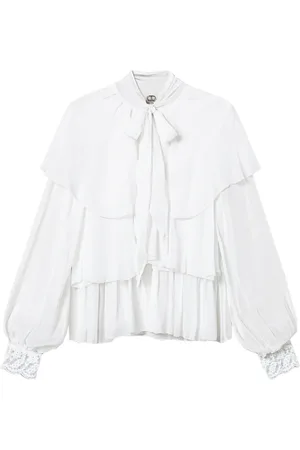 Twin-Set Lace-detail georgette blouse