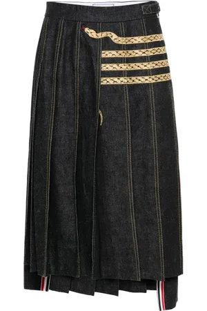 Thom Browne Snake-embroidered asymmetric pleated skirt