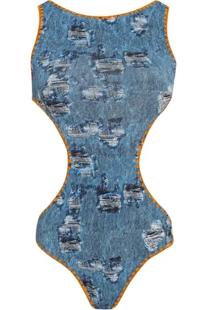 Brigitte Denim-print swimsuit