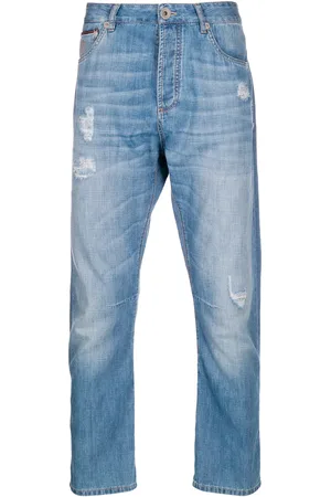 Brunello Cucinelli Distressed straight-leg jeans