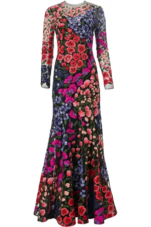 Carolina Herrera Floral-embroidered tulle gown