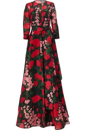Carolina Herrera Floral-print collarless gown
