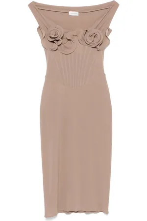MAGDA BUTRYM Rose-appliqu?? corset midi dress