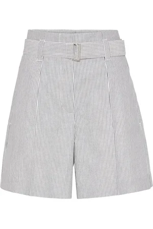 Brunello Cucinelli Monili-embellished striped shorts
