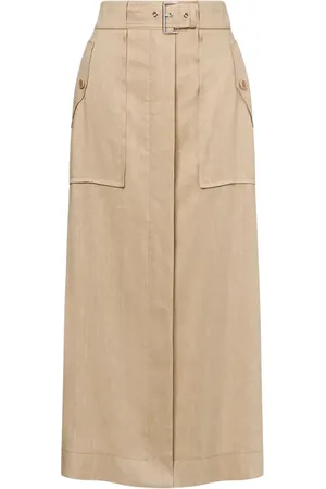 Alberta Ferretti High-waisted buckled straight skirt