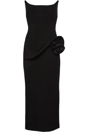 MAGDA BUTRYM Floral-appliqu?? bustier midi dress