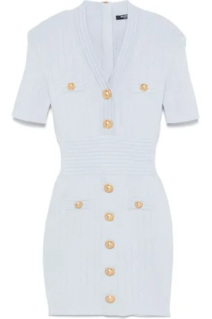 Balmain Button-detail knitted mini dress