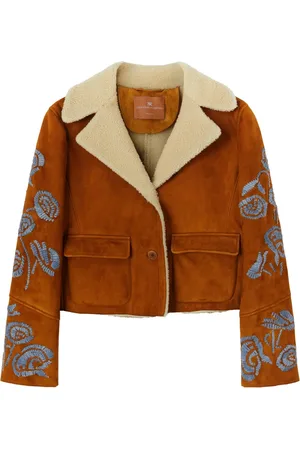 ERMANNO SCERVINO Floral-embroidered shearling jacket