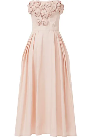 Elisabetta Franchi Rose-appliqu?? gabardine midi dress
