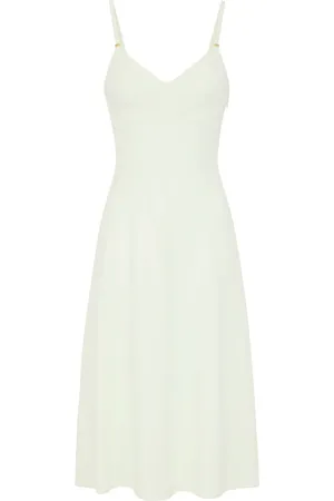 Elisabetta Franchi Lace-up detail crepe midi dress