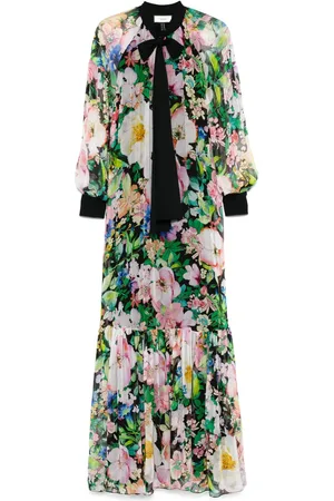 NISSA Floral-print silk maxi dress