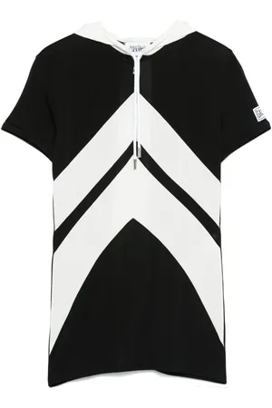 Jean Paul Gaultier Chevron-patterned hooded T-shirt