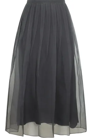 Brunello Cucinelli Tulle-panel midi skirt
