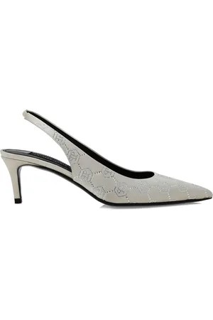 Philipp Plein 55mm rhinestone monogram slingback pumps