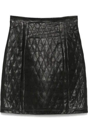 Balmain Quilted leather mini skirt