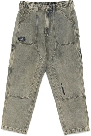 A Bathing Ape Moonface-logo washed jeans