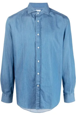 Brunello Cucinelli Spread-collar denim shirt