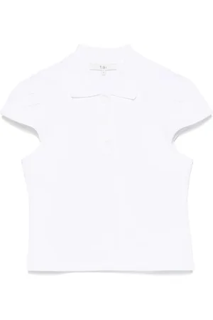 tibi Pique Shrunken polo top