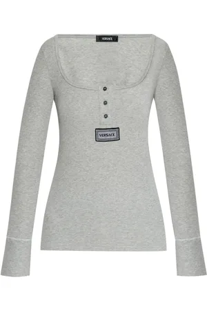 VERSACE Ribbed-knit Henley T-shirt