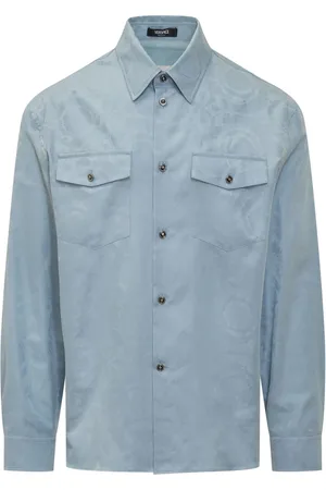 VERSACE Barocco-jacquard denim shirt