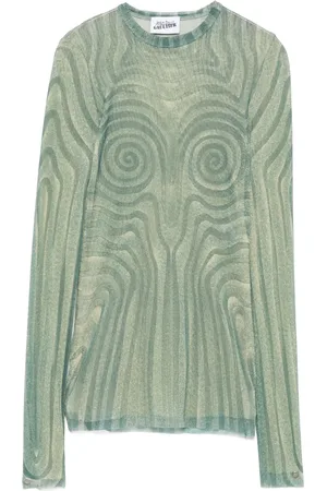 Jean Paul Gaultier Spiral-print mesh top