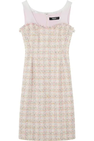 VERSACE Organza tweed bustier midi dress