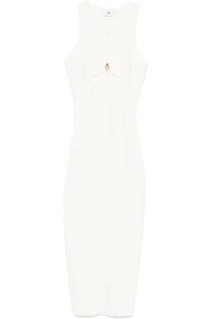 Elisabetta Franchi Cut-out ribbed-knit midi dress