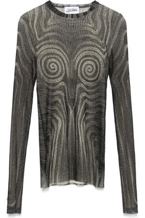 Jean Paul Gaultier Spiral-print mesh top