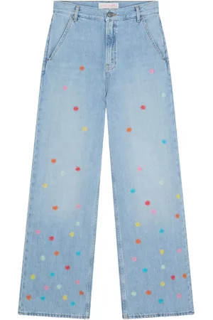 MIRA MIKATI Floral-embroidered jeans