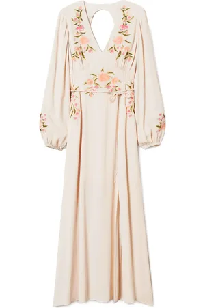 Twin-Set Floral-embroidery maxi dress