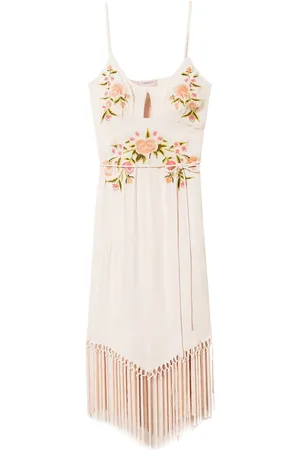 Twin-Set Floral-embroidered midi dress